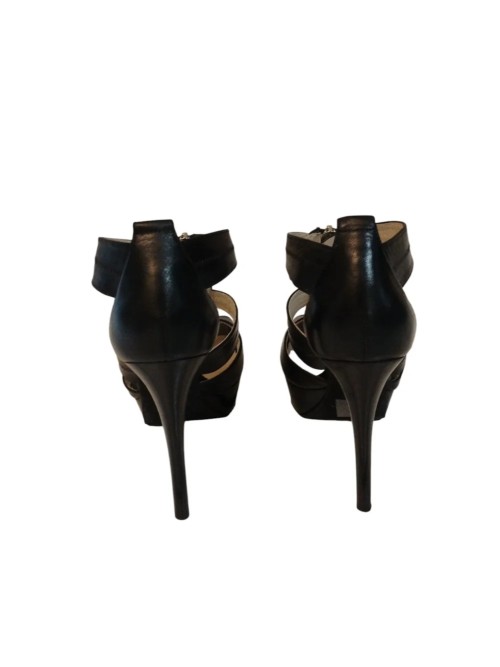 Michael Kors Black Leather T-Strap Platform Sandals SZ 7